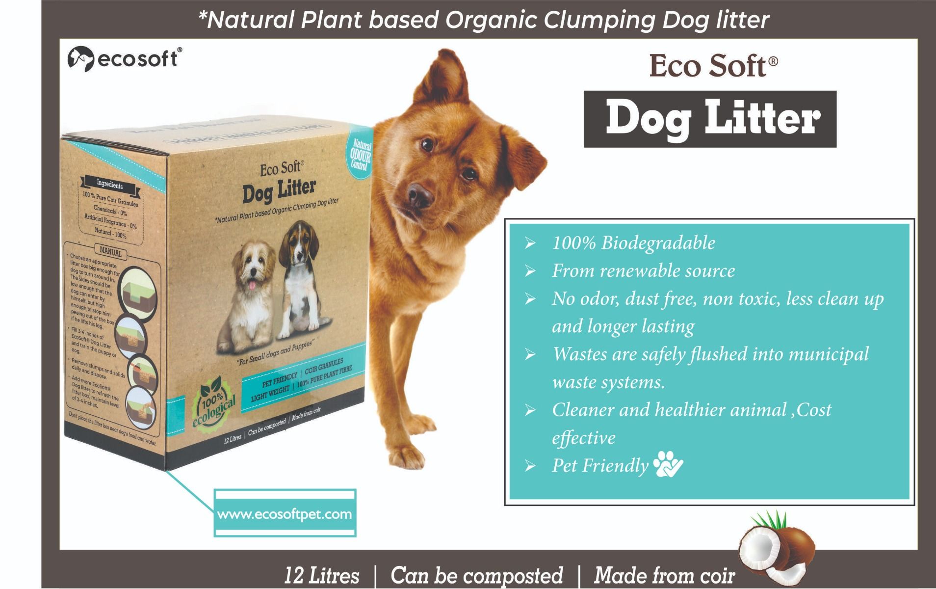 EcoSoft Dog Puppy Litter 12 Litres